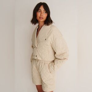 NA-KED  Beige cropped Light Quilted Jacket Sofia Coelho X NA-KED